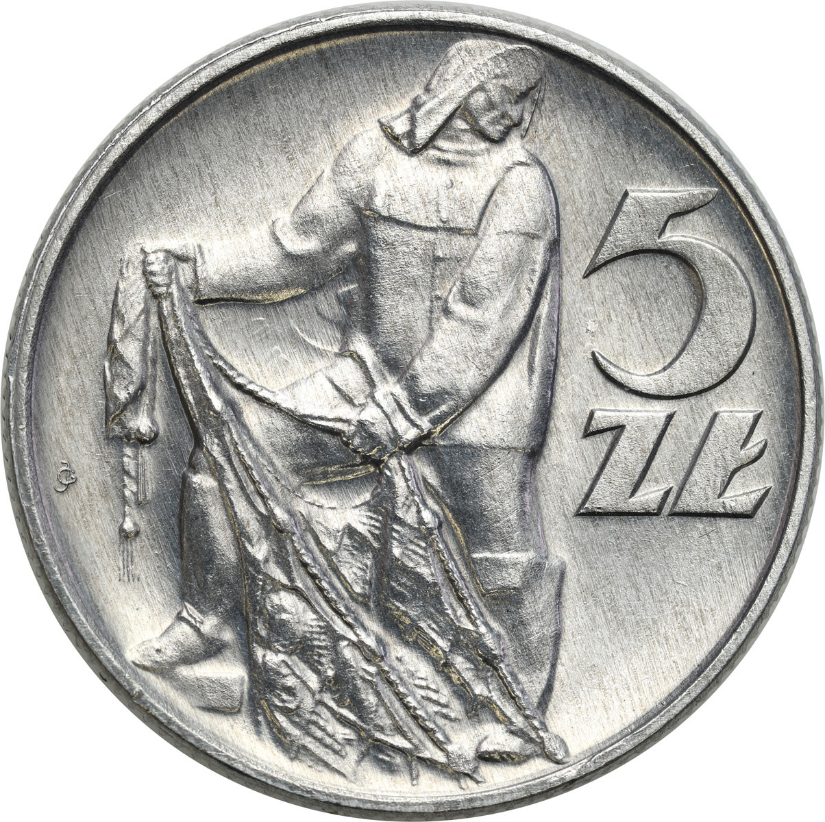 PRL. 5 złotych 1959 Rybak - PODWÓJNE SŁONECZKO